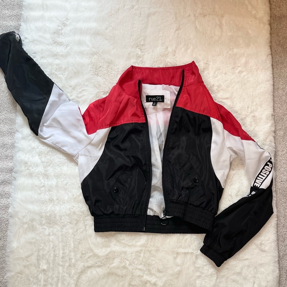 Color Block Zip Up Windbreaker Jacket
